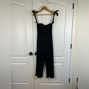 NBD Jumpsuit Size XS Black Revolve Eden Off Shoulder Cropped Tie ribbed cotton
